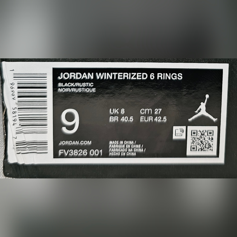 Nike Air Jordan Winterized 6 Rings Men’s Size 9 Shoes Triple Black” FV3826 001 - Picture 12 of 12